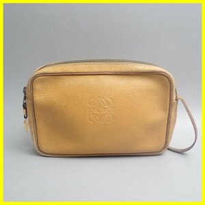 ★LOEWE/ロエベ クラッチバッグ ベージュ/レザー/保管袋付き/セカンドバッグ/ポーチ/難あり&1806600034