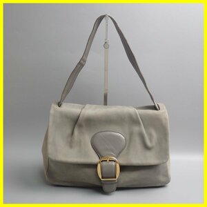 ★FURLA/フルラ ワンショルダーバッグ グレー/レザー/肩掛け/フラップ式/イタリア製&1949500032