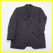 ★Aquascutum/アクアスキュータム テーラードジャケット 94AB4/メンズM相当/ダークグレー/ストライプ/ウール100%/2Bシングル&0958100054_画像1