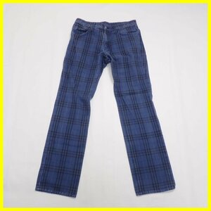 ★BURBERRY BLUE LABEL/バーバリーブルーレーベル ロングパンツ メンズM/ダークブルー/チェック柄/コットン100%&1968500028