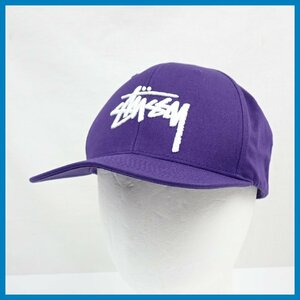 ★未使用 STUSSY/ステューシー ストックロゴキャップ 頭周り約55.5～60cm/パープル/スナップバック/帽子&1944900061