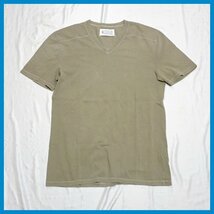 ★メゾンマルタンマルジェラ Vネック 半袖Tシャツ 46/メンズM相当/カーキベージュ/コットン100%/イタリア製&1968700018_画像1