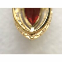 K18 赤石 カラーストーン 2.69ct メレダイヤモンド 0.02ct トップ ゴールドチェーンネックレス 45cm 3.6g_画像10