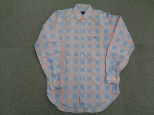 ETRO block check pattern,. embroidery entering button down shirt SIZE : 38 BLUE/PINK