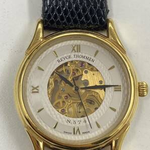 【A03D125】REVUE THOMMEN レビュートーメン 腕時計 手巻き N.374 ホワイト文字盤 ゴールド スケルトン 可動品の画像1