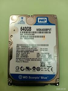 ★WD★WD6400BPVT/640GB/9mm/2811回/3841h/難有り