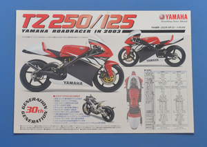 【Y1990-12】ヤマハ　TZ250/125　YAMAHA　ROADRACER　IN 2003　2002年8月 カタログ　93PSモデル　公道は走れません　ロードレーサー