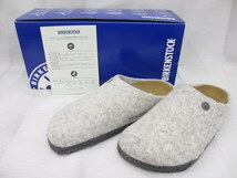 ☆展示品 BIRKENSTOCK ビルケンシュトック Zermatt Rivet ツェルマット ウール フェルト クロッグ サンダル ライトグレー 24.5cm(A032803)_画像1