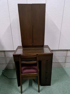 [ direct pickup ( higashi Osaka )* our company delivery limitation ] Suzuki .. shop dresser light attaching chair attaching three surface mirror dresser Brown width 67cm× depth 44cm× height 149cm