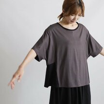 春１０００円からスタート　とろみ伸縮Tシャツ ジャージ カットソー生地　愉快なパッチワーク　ゆったり　ドルマン　トップスY66O_画像1