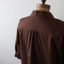 １０００円からスタート　立襟　スタンドカラー　幅広　シャツ　ジャケット　ゆったり　前開き　上質コットン　茶ブラウンH29C_画像8