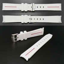 Swatch×OMEGA スウォッチ×オメガ 対応ラバーベルトB 尾錠付き ホワイトベルト/レッドライン_画像4