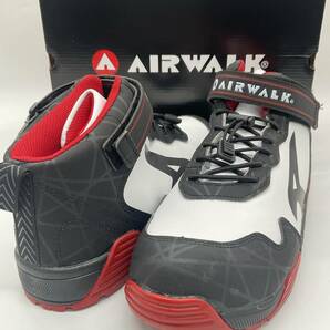 エアウォーク 26cm 安全靴 ストレッチロック AW-950 樹脂先芯 ホワイト ゴム紐