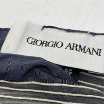 KO2012□GIORGIO ARMANI ジョルジオ アルマーニ ストール スカーフ ネイビー コットン×シルク 薄手 春夏 メンズ 37×180_画像4