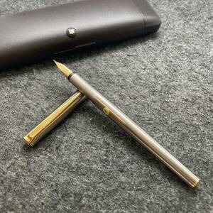 PE1902□MONTBLANC モンブラン 万年筆 ノブレス シルバー×ゴールドカラー ペン先 585 刻印 筆記未確認 箱付き