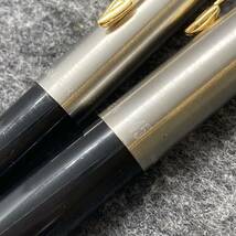 PE1921□2本セット PARKER パーカー 万年筆 ノック式 ボールペン 45 シルバー×ブラックカラー USA製 筆記未確認_画像5