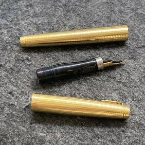 PE1950□PARKER パーカー 75 万年筆 14K G.F インシグニア シズレ 初期型 ペン先 18K 750 X フラットトップ ０刻印 筆記未確認 USA製の画像10