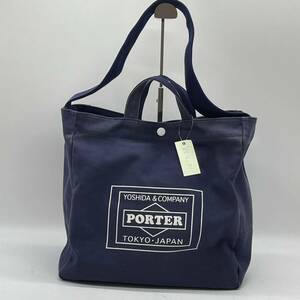 ★BN3986□PORTER ポーター LC LOWERCASE トート 2way ショルダー バッグ トートバッグ キャンバス ネイビー