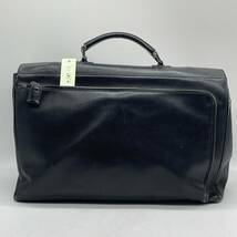 ⑩BN3923□PRADA プラダ ビジネスバッグ ブリーフケース 書類カバン ハンドバッグ オールレザー 本革 ブラック ドクターバッグ_画像2