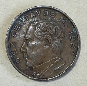 メキシコ　10センタボ　1967年　外国コイン