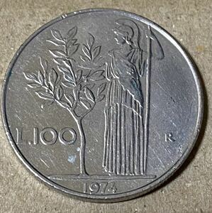 送料無料　イタリア　100リラ　1974年　外国コイン
