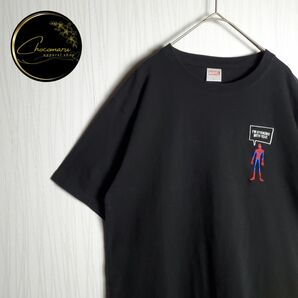 MARVEL 半袖Tシャツ ブラック 黒 スパイダーマン ワンポイント刺繍 古着