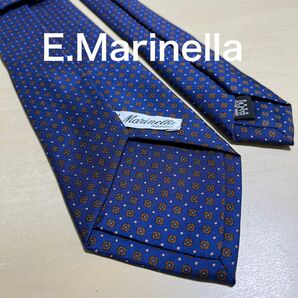 E.Marinella マリネッラ　ネイビー×ブラウン　花小紋　ネクタイ