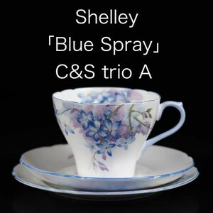 シェリー アール・デコ様式 カップ＆ソーサー トリオ A ( Shelley , Blue spray , アンティーク , マイセン )