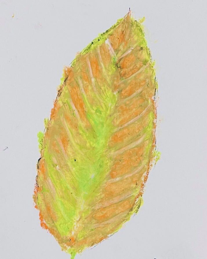 Künstler Hiro C Cold Leaves, Kunstwerk, Malerei, Pastellzeichnung, Buntstiftzeichnung