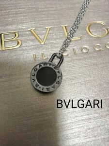 【正規ブルガリ】【BVLGARI】★ブルガリフルロゴチャームネックレス★シルバー×ブラック★チェーンプレゼント♪☆ユニセックス