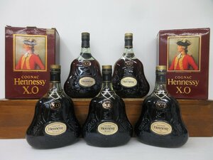 1円スタート♪ 5本セット ヘネシー XO グリーンボトル コニャックブランデー 700ml 40% HENNESSY COGNAC 古酒 未開栓 箱×2/3-16-4