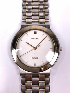 ■【買取まねきや】セイコー SEIKO ドルチェ 5S21-6030 メンズ QZ SS タングステンベゼル 白文字盤 腕時計■