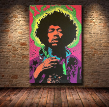  C2680 ジミ・ヘンドリックス Jimi Hendrix キャンバスアートポスター 50×75cm イラスト インテリア 雑貨 海外製 枠なし D_画像1