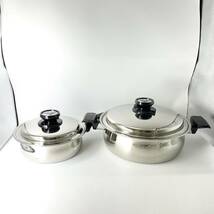 【現状品】 CookBest 片手鍋 両手鍋 Cookware 7-Ply Induct-A-Core T304S.S. アメリカ製 2個セット_画像1