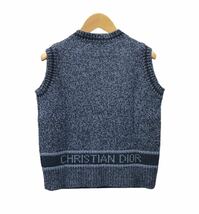 【美品】Christian Dior ディオール ニットベスト 054T01AM303 ロゴ ニット ウール カシミヤ ネイビー ブラック 38_画像2