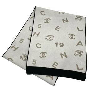 【新同】CHANEL シャネル マフラー AA9262B13359 ココマーク カシミヤ アイボリー ブラック