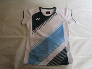 ui men's M size YONEX no sleeve USED thread ..* needle trace equipped game shirt white group Yonex badminton 