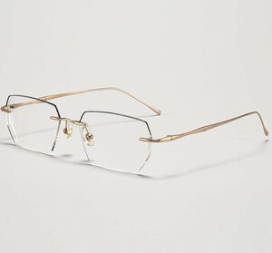送料無料　ツーポイント　フチなし チタン　超軽量　メガネフレーム　タテ眼鏡　レンズ交換可能　男女兼用　ブルーライトカット sc0363