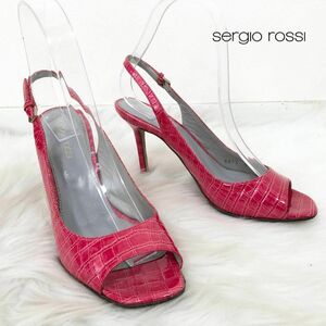 Sergio Rossi セルジオロッシ エナメル サンダル クロコダイル 型押