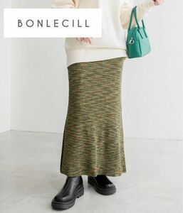 ほぼ未使用　新品【BONLECILL 】FREEサイズ　カーキ色　ニットスカート スカート ロング