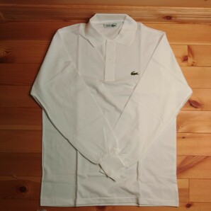 未着用 LACOSTE ポロシャツ サイズ4 長袖 白 ラコステ 定番の画像3