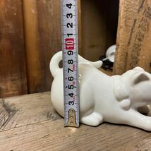 置物 陶器 インテリア オブジェ ネコ 猫 可愛い リボン 白磁 当時物 日本製 シンプル ホワイト クラだし アンティーク ヴィンテージ_画像7