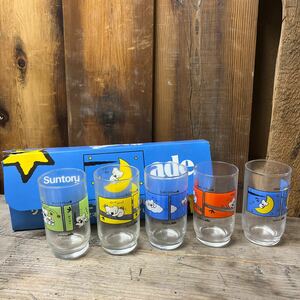 Suntory Showa Retro Cup Glass Длинный хранение Suntory Ade Неиспользованный ностальгический коалад Мемориалы Одеяные кухня блошиных рынков