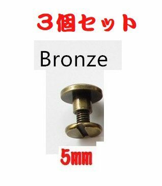 蝮ベルト227：ジーンズベルト取付ネジ５mmタイプ【ブロンズ３個】