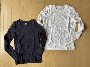 ☆無印&ユニクロ☆muji 長袖 カットソー 白&紺 SM