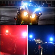 12V LED ストロボ ヘッドライト 2個セット フラッシュ 点滅 アンバー イエロー 黄色 ブレーキ マーカー ウィンカー 3パターン 警告灯 汎用_画像5