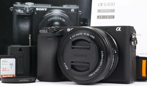 【 新品同様 | ショット数400回 】 SONY α6400 パワーズームレンズキット ILCE-6400L ブラック 【 SDカード 32GB・プロテクター 付属 】