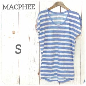 MACPHEE　マカフィー　ボーダー　テールカットTシャツ　ブルー　春夏　S　中古　 半袖Tシャツ　 カットソー　レディース　