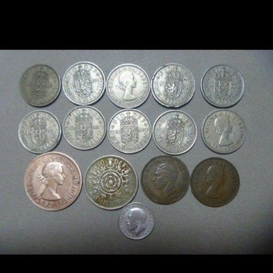 イギリス 古銭 等 旧 硬貨 6ペンス フローリン シリング ペニー ハーフペニー 英国 貨幣 コイン 十二進法時代 セット