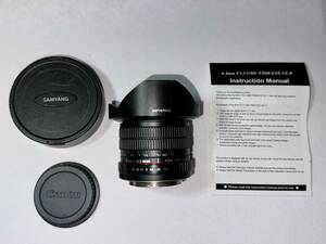 【中古】SAMYANG 8mm F3.5 UMC FISH-EYE II サムスン　Canon EFマウント　APS-C用 フード脱着式